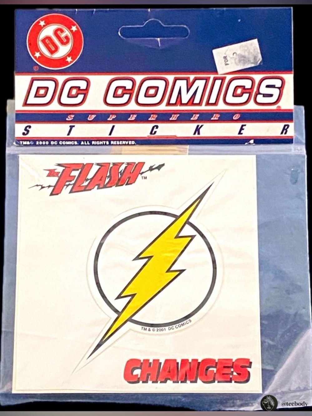 Vintage 2001 DC Comics The Flash Logo Sticker Changes Brand Deadstock Y2K